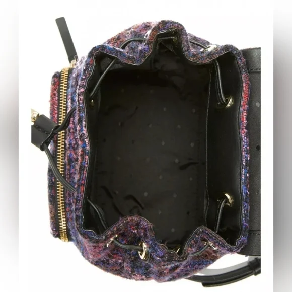 Kate Spade Emerson Fabric Jessa Tweed Backpack Burgundy/Multi 90's Inspired Bag - Picture 6 of 16